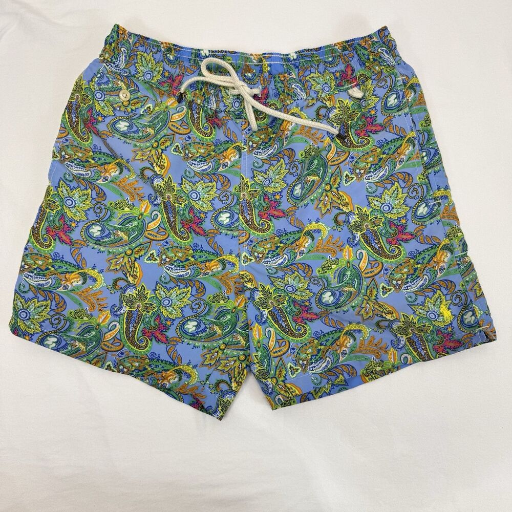 Polo Ralph Lauren Swim Trunks Men’s Medium Paisley Floral Swim Trunks Pockets